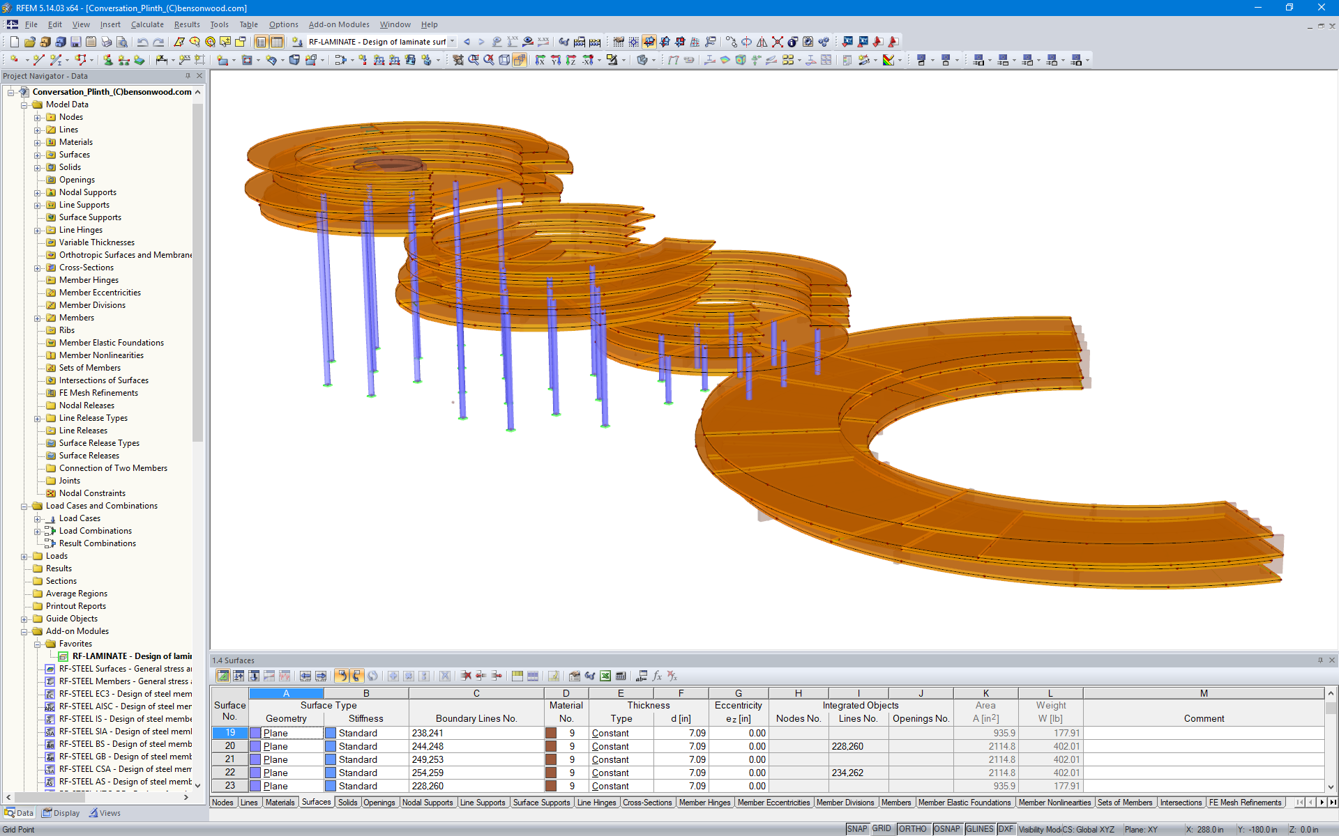 RFEM Model of Conversation Plinth (© Bensonwood)