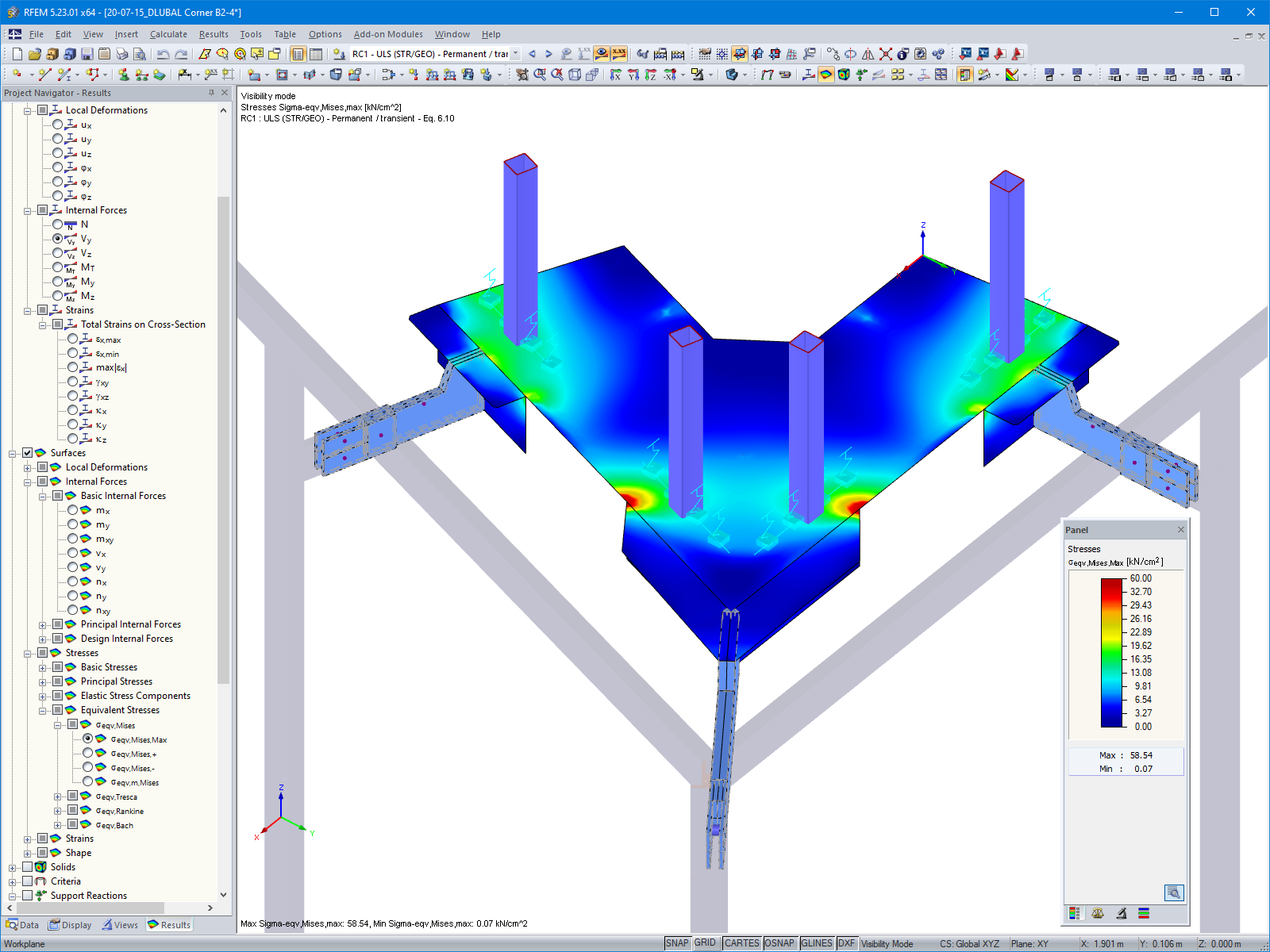 Facade Structure | Steel Stresses of Corner Fixed Point