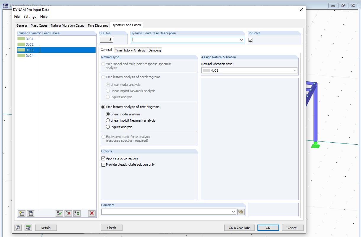 Settings for Calculating Steady-State Solution Without Transient Part of Equation of Motion