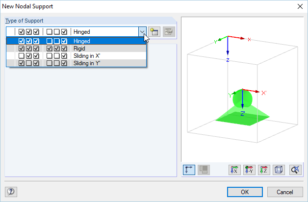 Dialog Box "New Nodal Support"