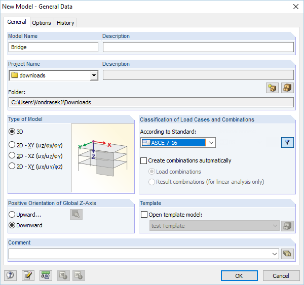 Dialog Box "New Model - General Data"