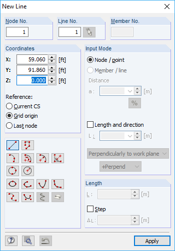 Dialog Box "New Line"