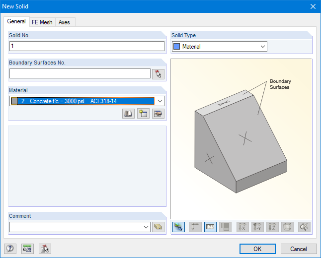 Dialog Box "New Solid"