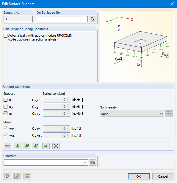 Dialog Box "Edit Surface Support"