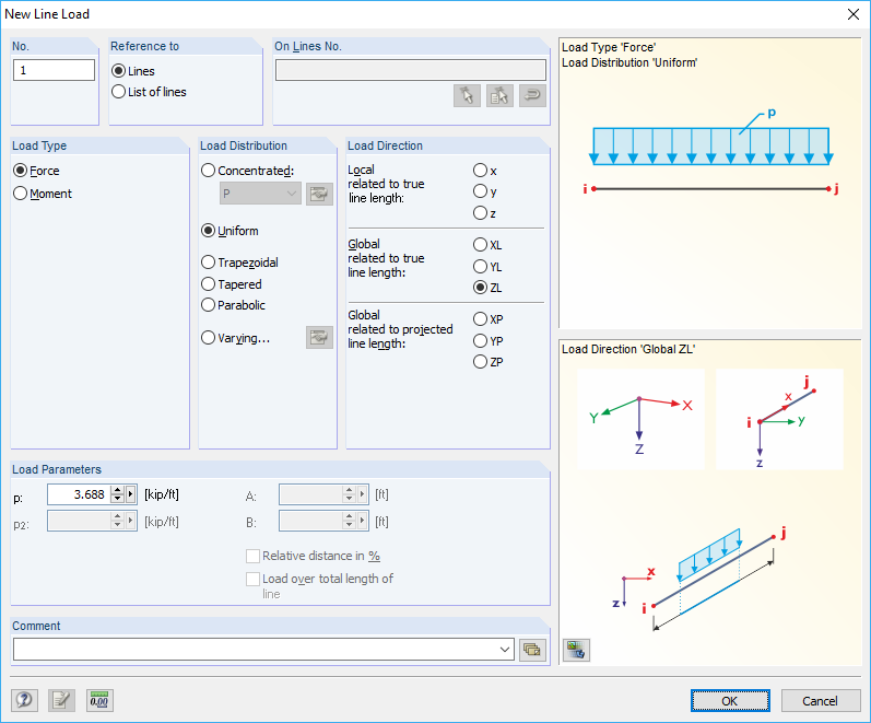 Dialog Box "New Line Load"