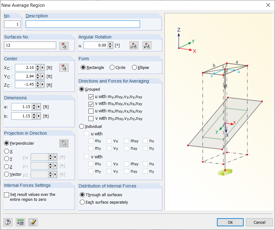 Dialog Box "New Average Region"