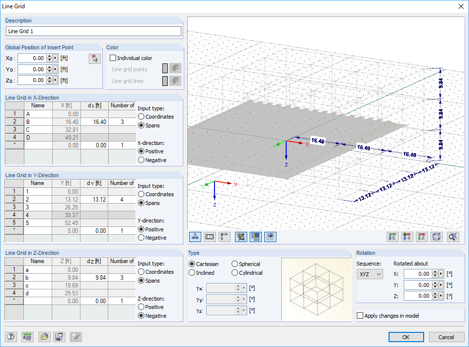 Dialog Box "Line Grid"