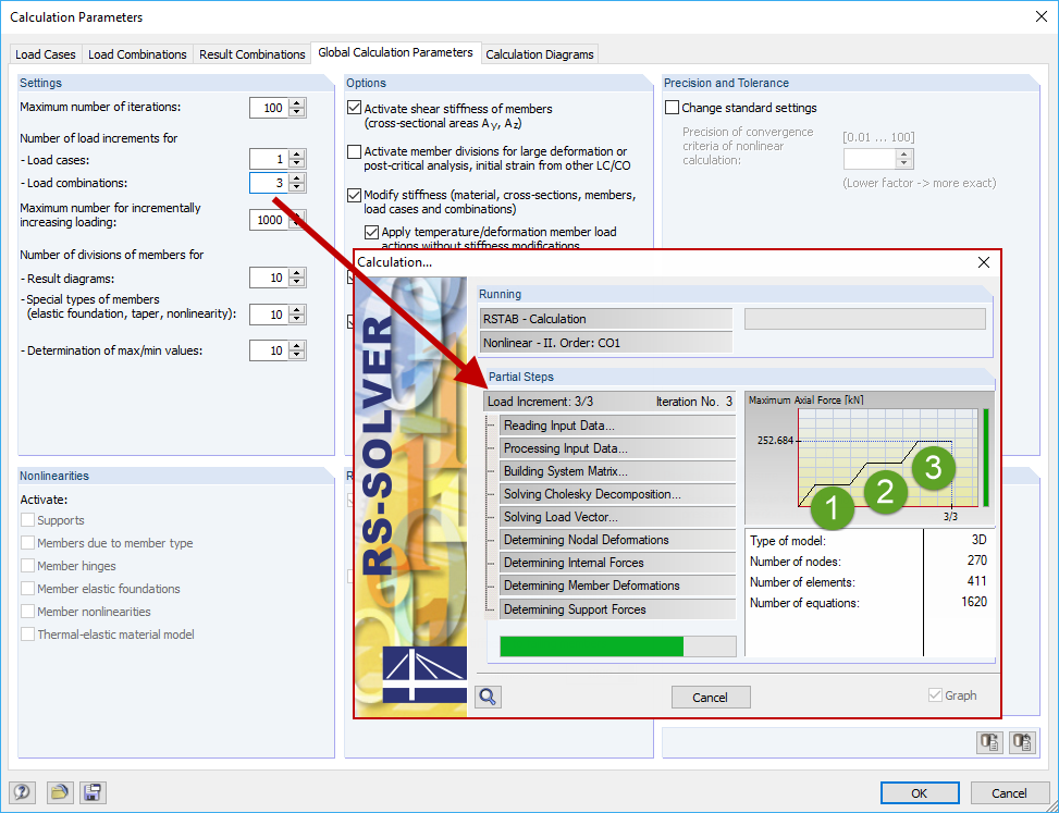 Load Increments in Calculation Parameters