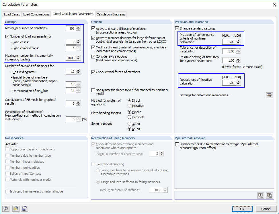 Calculation Parameters