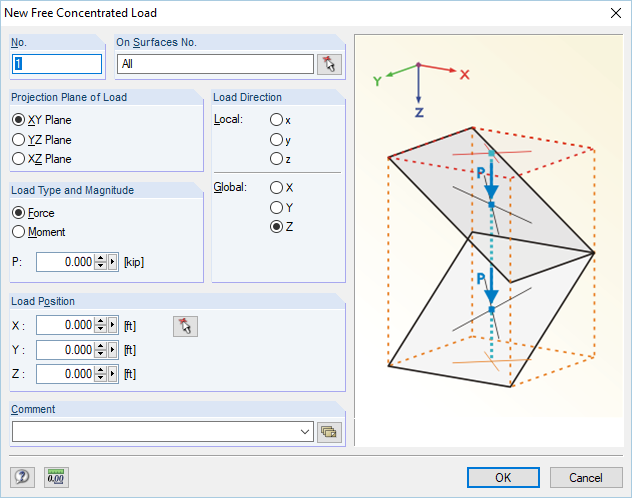 Dialog Box "New Free Concentrated Load"