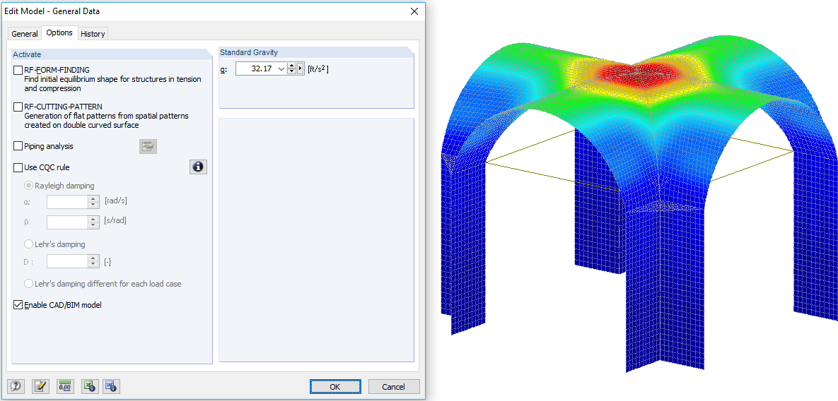 Edit Model General Data: Options