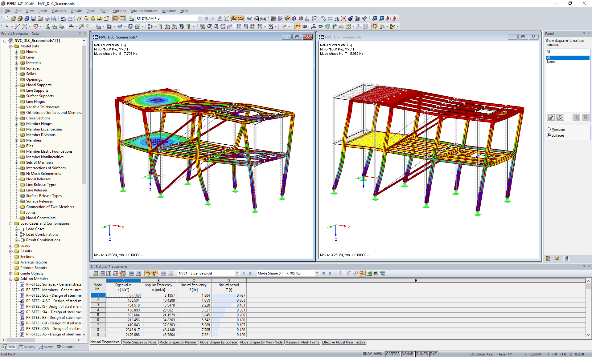 Modal Analysis in RFEM - Tabular and Graphical Evaluation