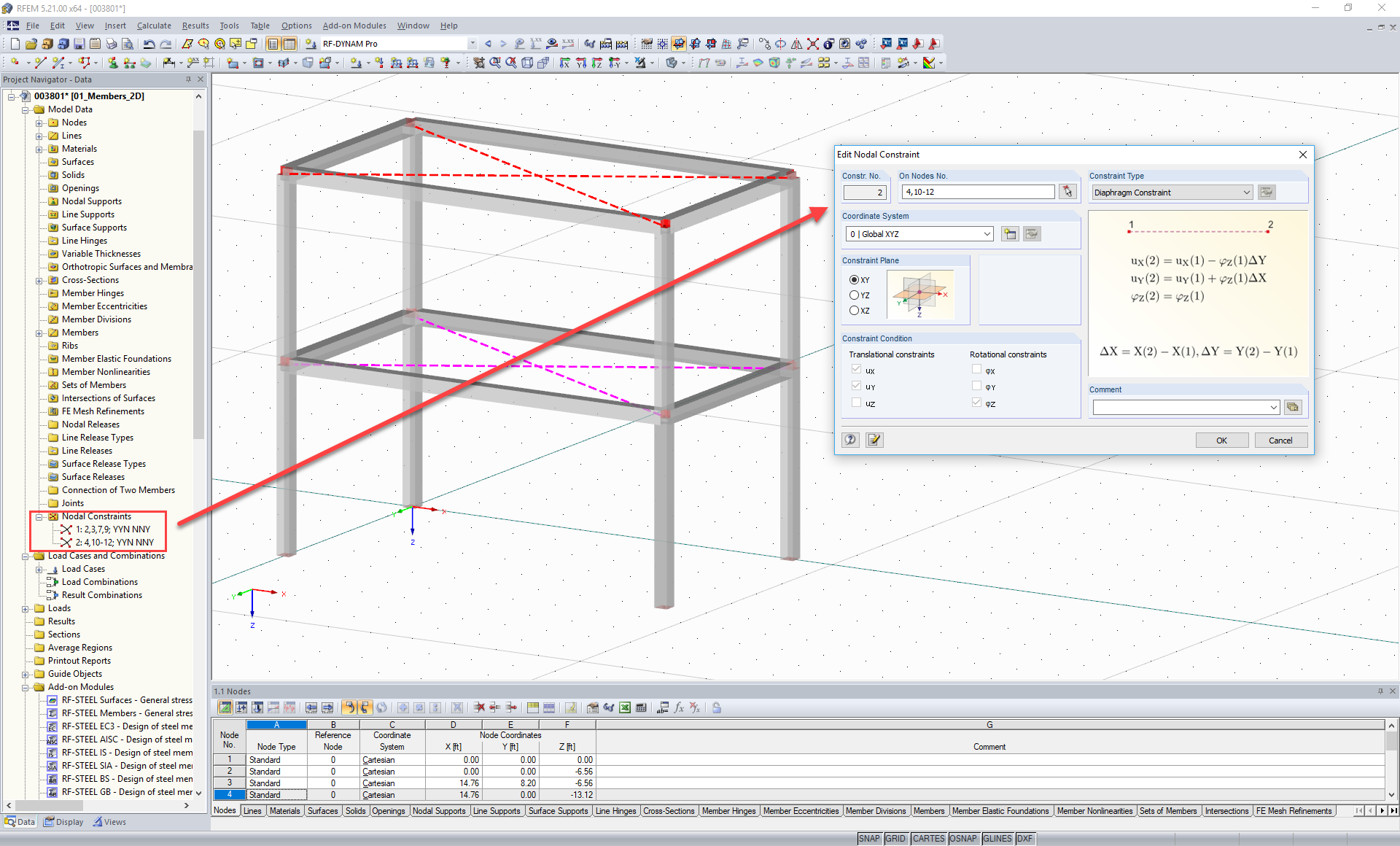 Editing Nodal Constraint via Navigator Entry