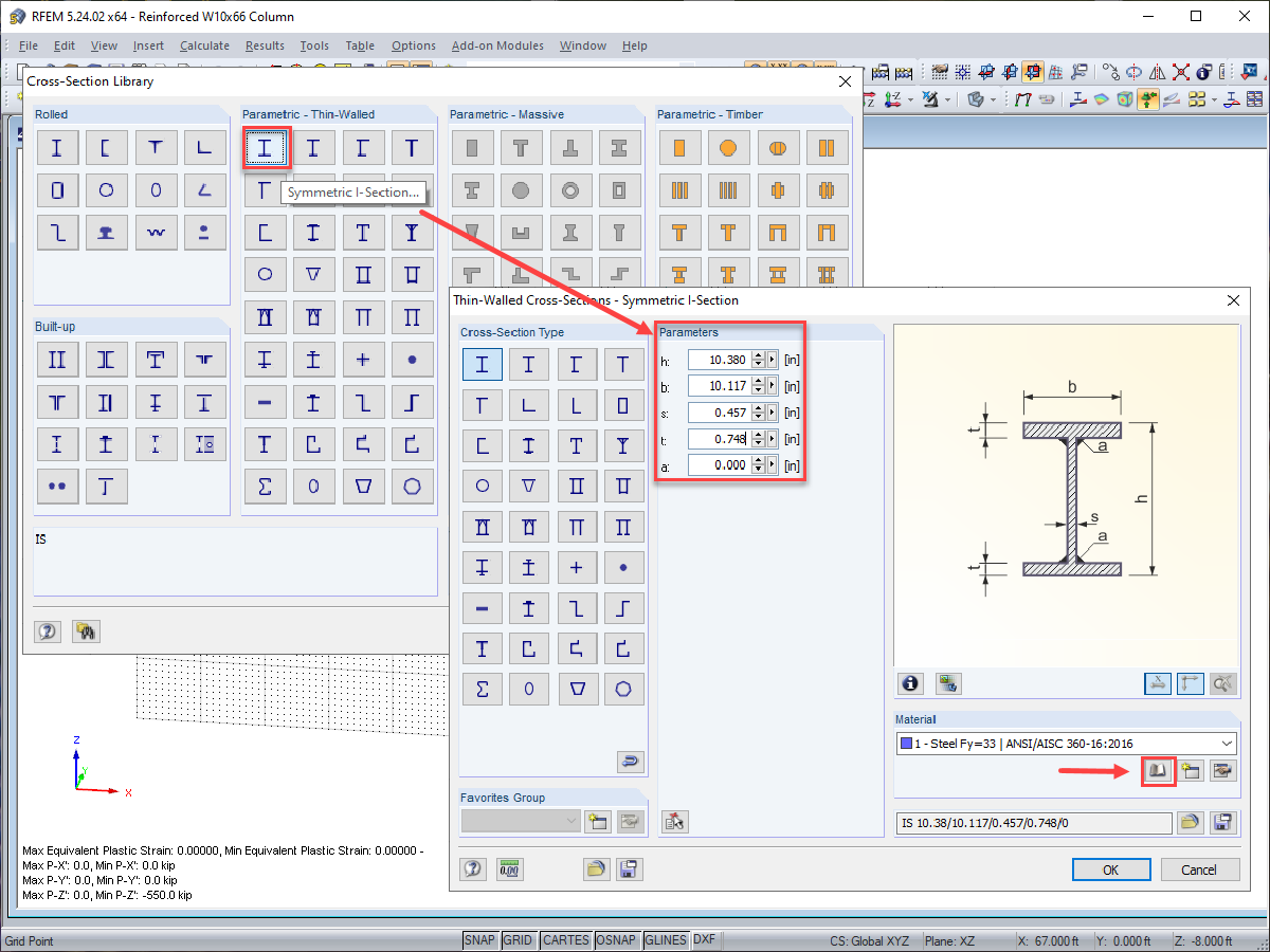 W10X66 User-Defined Cross-Section