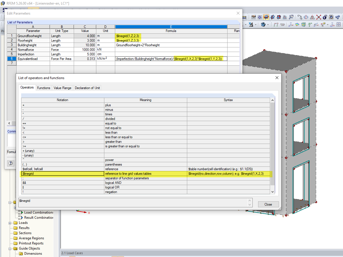 Using Formula Editor with Reference to Line Grid Input