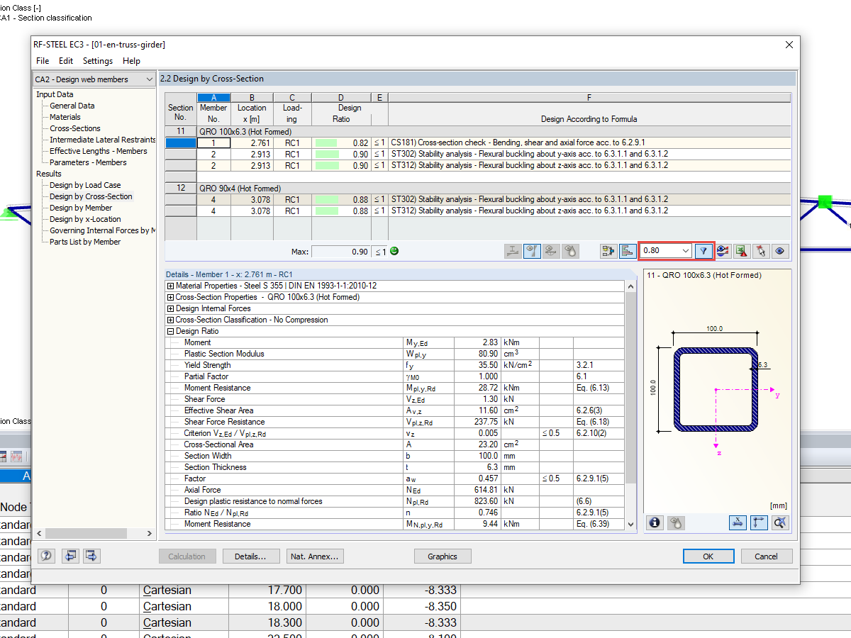 Filtering all Design Ratios Greater than 0.8