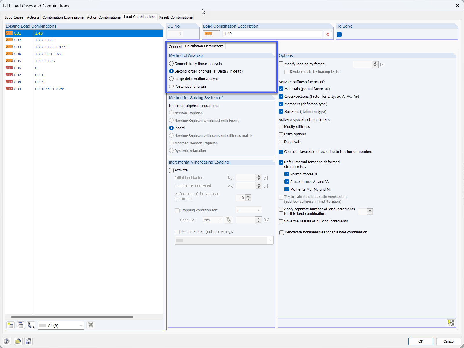 Load Combination: Setting Method of Analysis