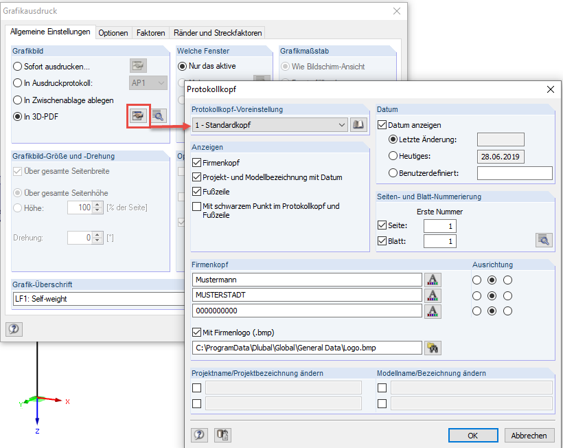 Printout Report Header in 3D PDF