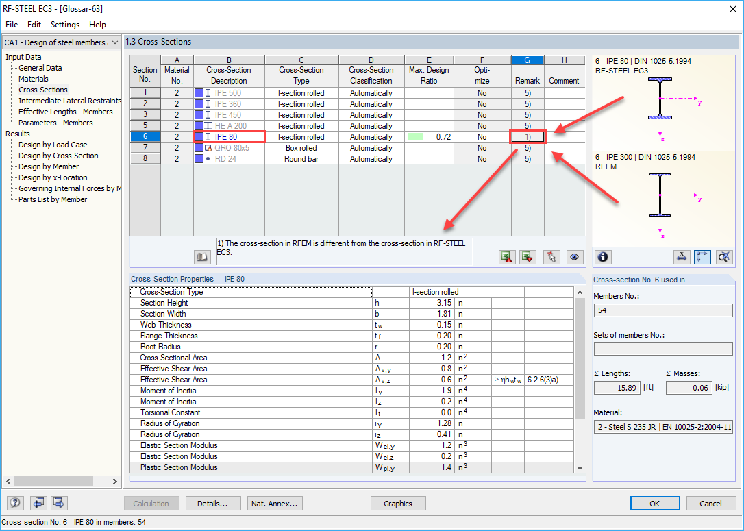 Different Cross-Sections in RFEM and in Add-on Module