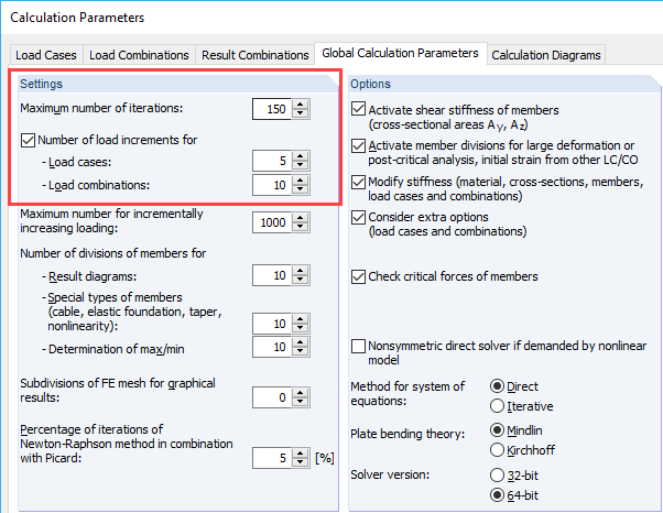 Adjusting Calculation Parameters