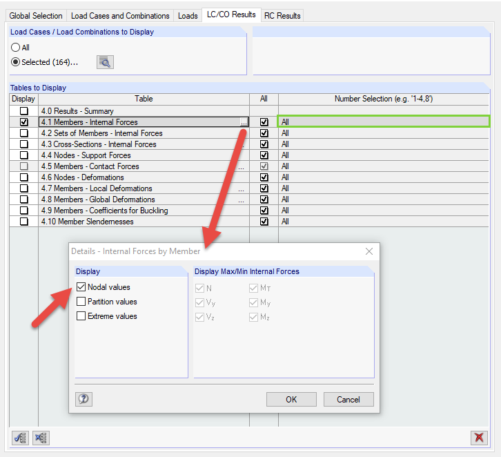 Activating Nodal Values for Table 4.1 in Printout Report