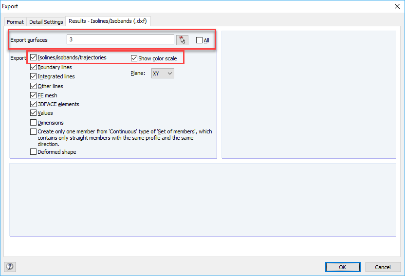 Tab "Results - Isolines/Isobands (.dxf)"