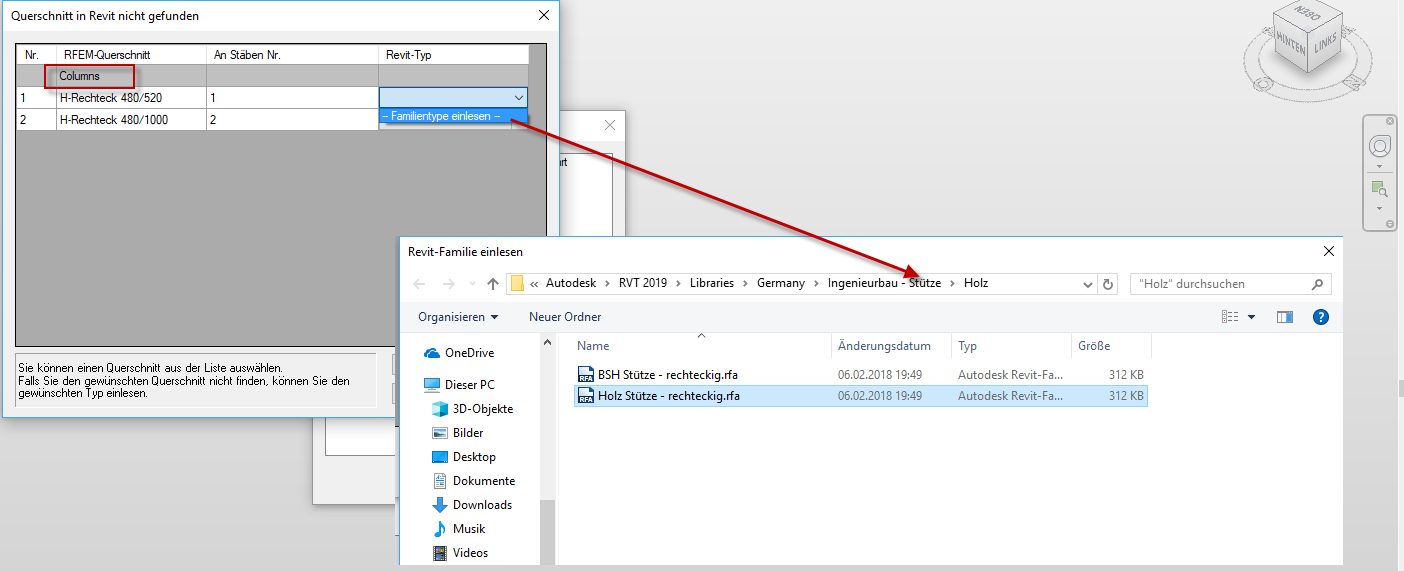 Importing Family into REVIT for Correct Assignment of DLUBAL Cross-Sections