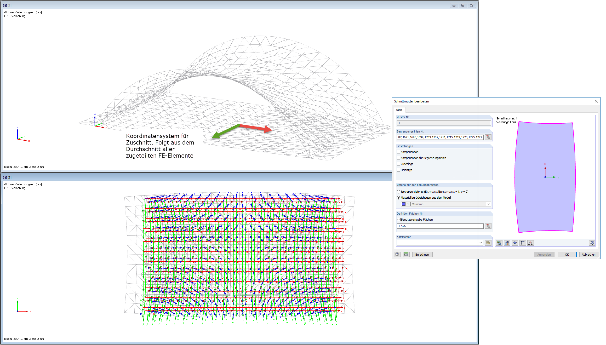 Coordinate System of Cutting Pattern