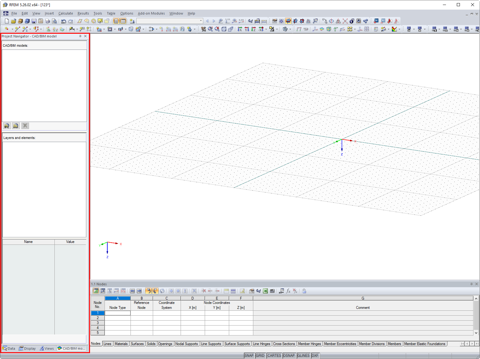 New Tab CAD/BIM Model in Project Navigator