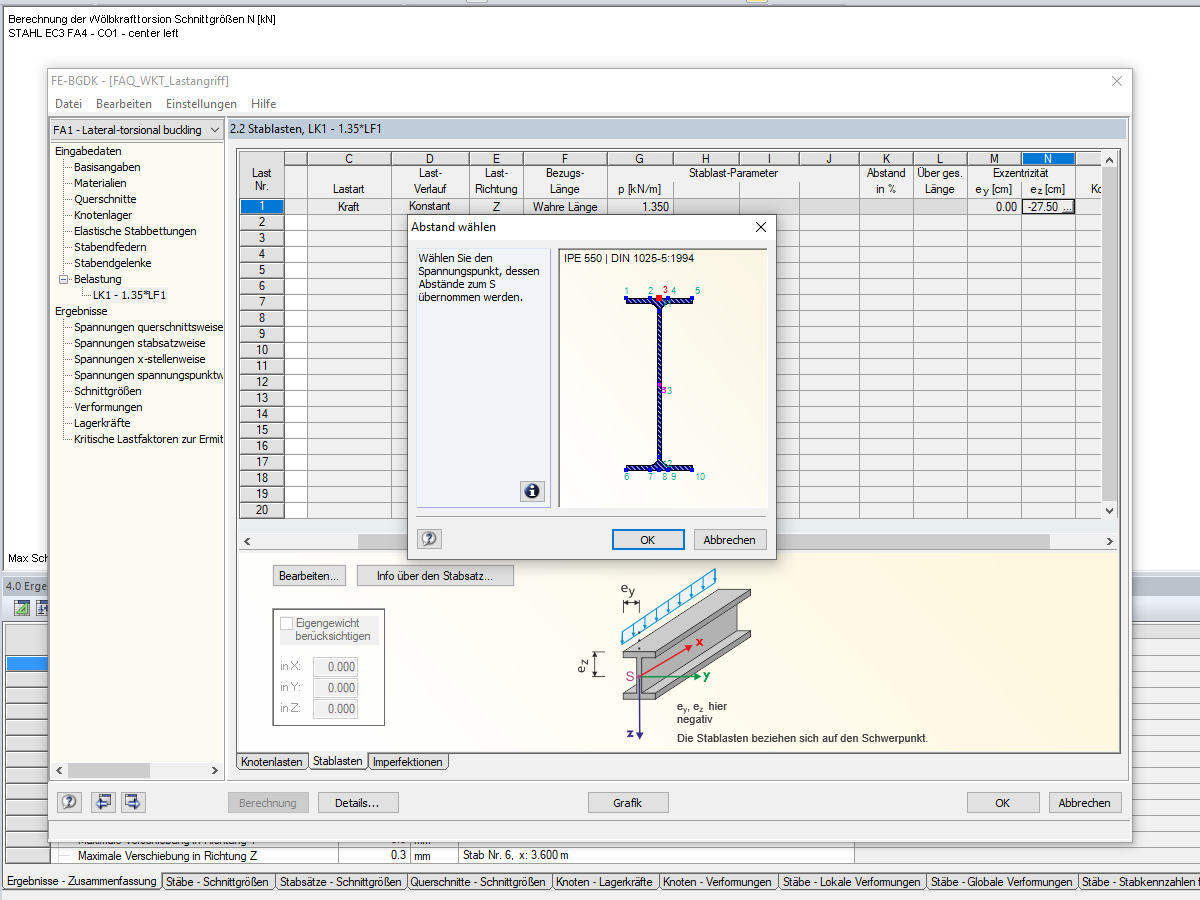 Load Application Point in RF-/FE-LTB