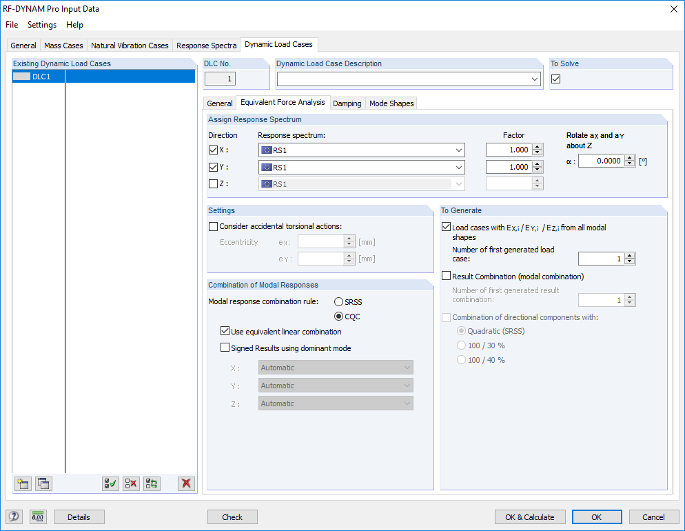 Dialog Box for Superposition Rule