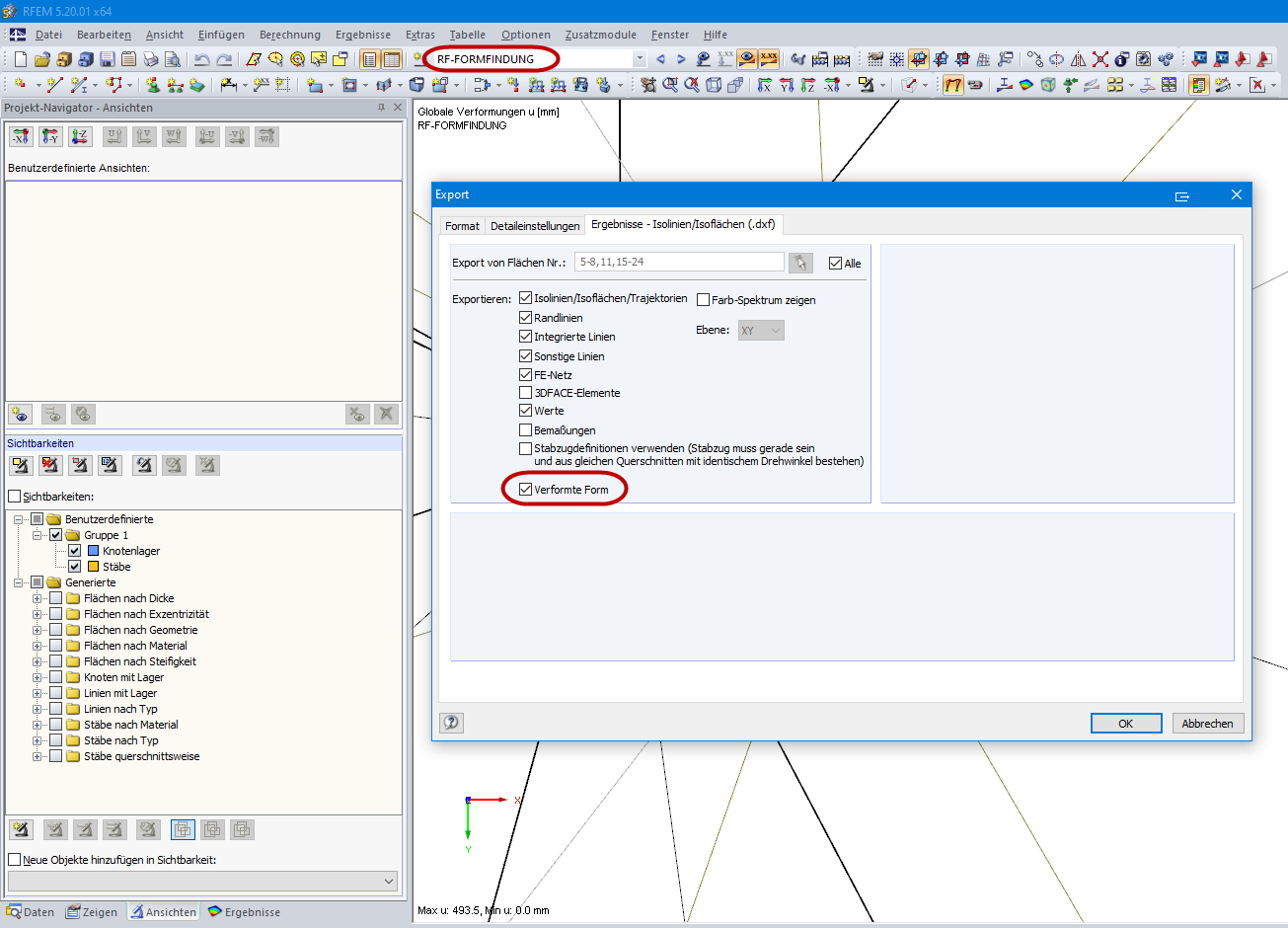 Exporting in "Form-Finding" Load Case