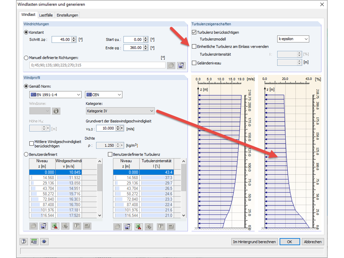 Turbulence Settings in RFEM or RSTAB