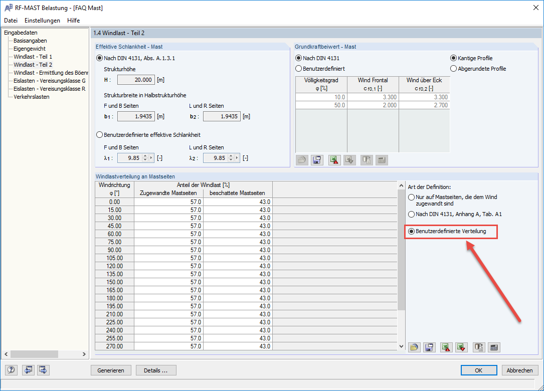 Wind Load - User-Defined Distribution