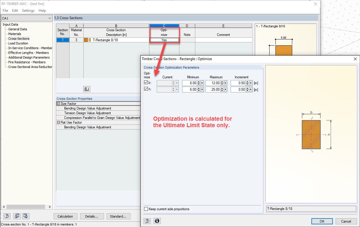 Optimization in RF-TIMBER AWC