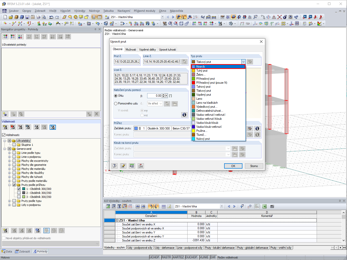 Member Type "Beam" Used for Columns