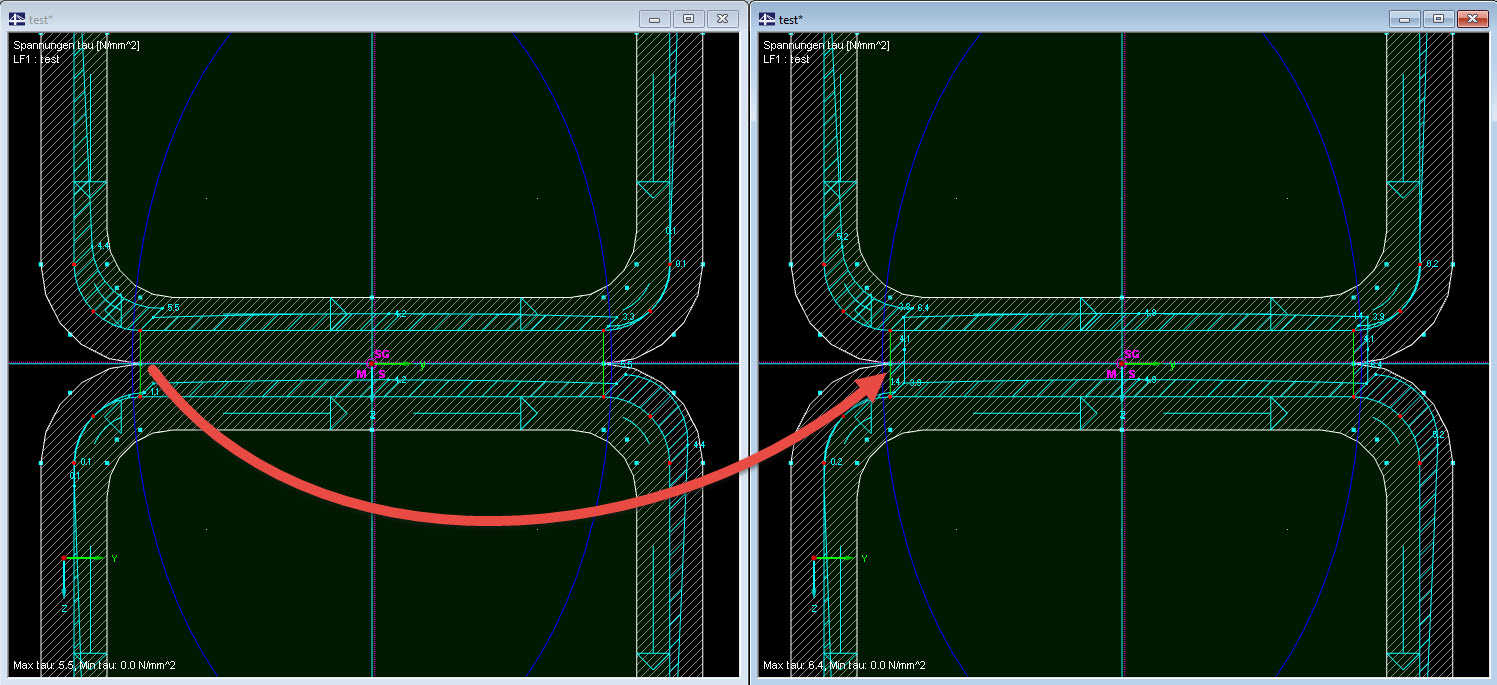 Display of Shear Stress on Null Elements