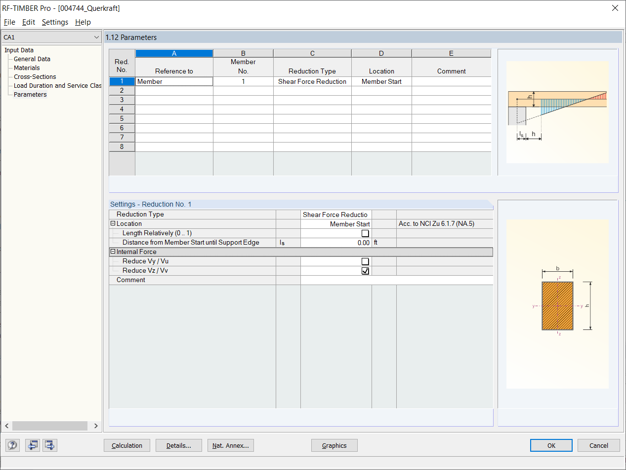 Settings for Shear Force Reduction