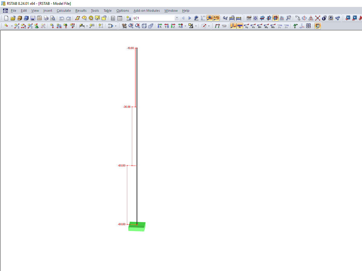 Example: Non-Constant Axial Force Distribution Within Member