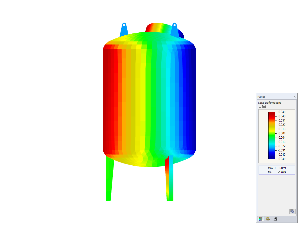 Steel Tank Stability, Ansicht in Richtung der Y-Achse, Verformung