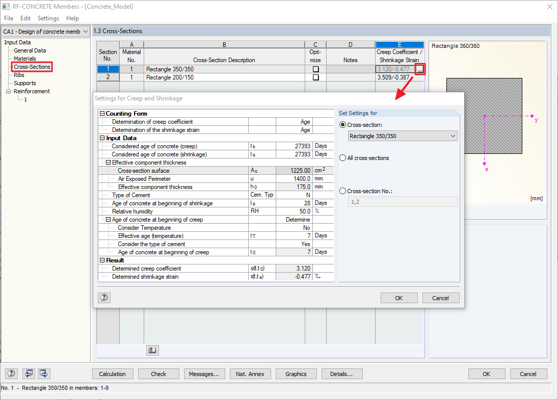 Shrinkage and Creeping Parameters