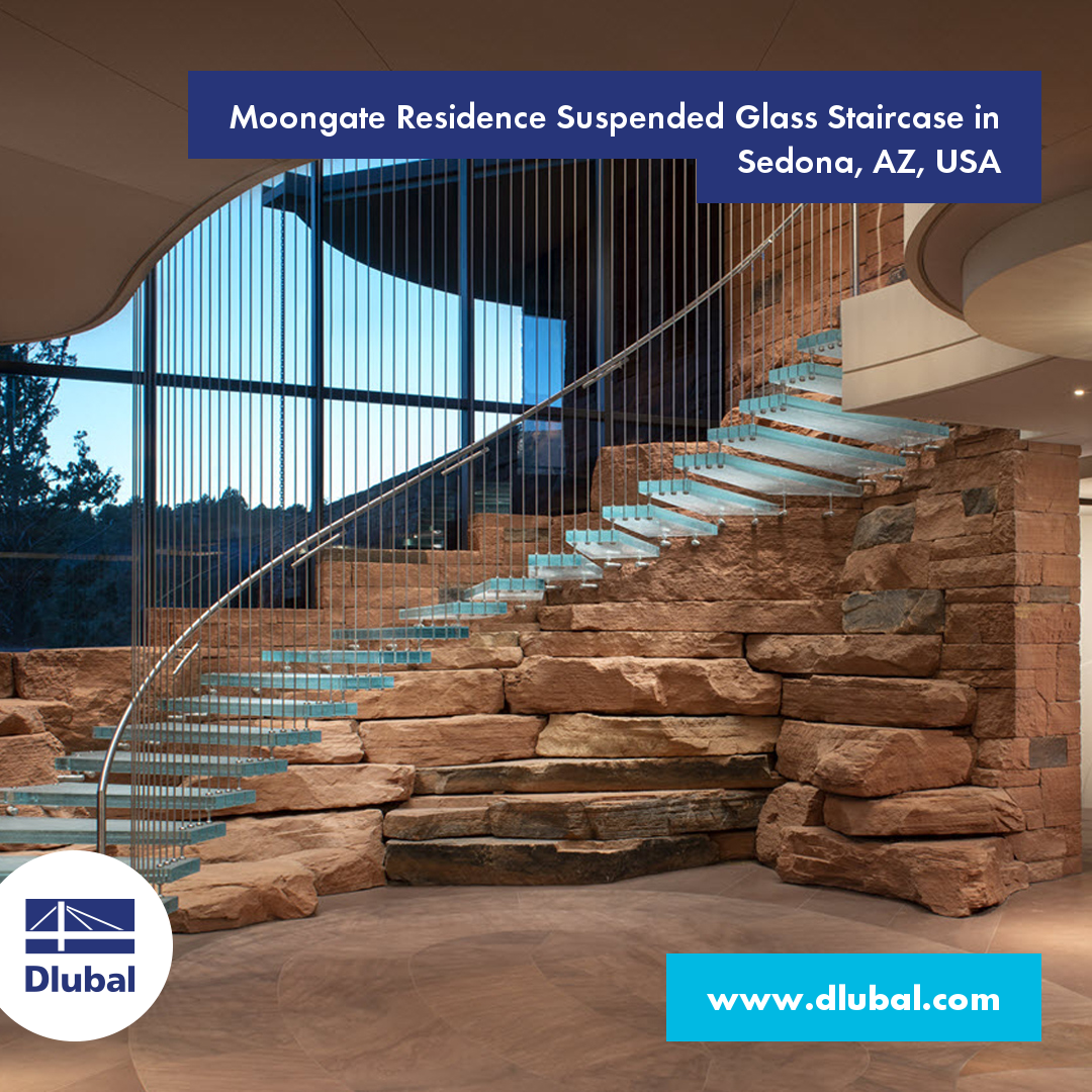 Moongate Residence Suspended Glass Staircase in Sedona, AZ, USA