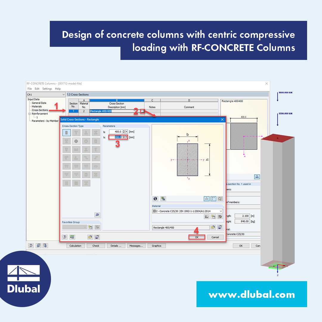 Designing Concrete Columns Subjected to Axial Compression with RF-CONCRETE Columns