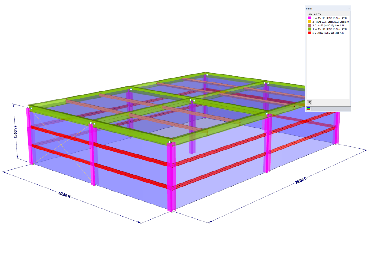 AISC Design Guide 26 – Example 2.1 Steel Structure in RFEM