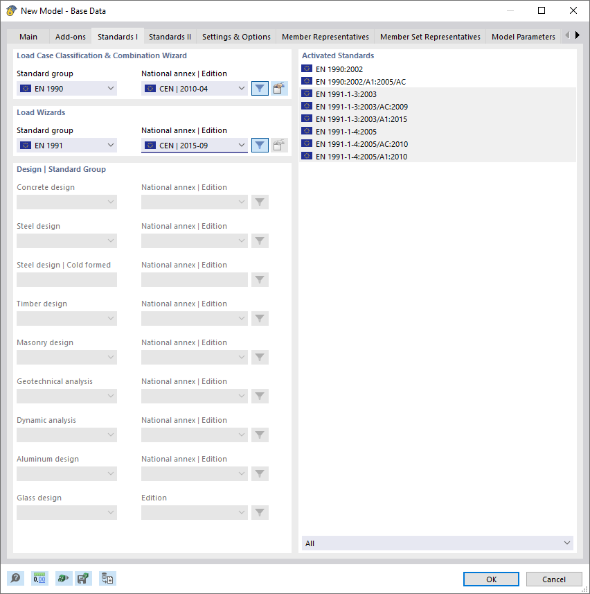 'Standards' for Load Case Combinations and Load Wizards