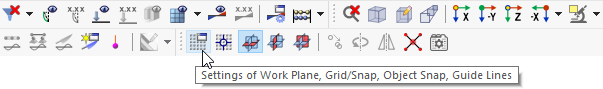 Button 'Settings of Work Plane, Grid/Snap, Object Snap, Guide Lines'