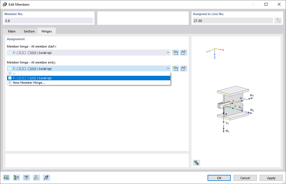 Allocating Hinge to Member End