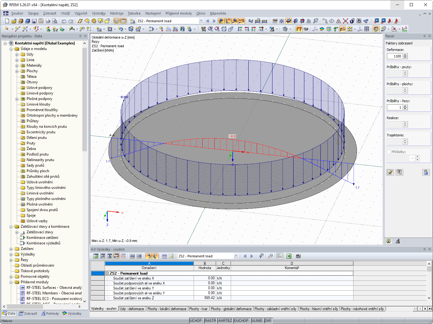 FAQ 005030 | When solving a foundation slab under a circular tank, I do not see the contact stress in the middle of the surface. Why?