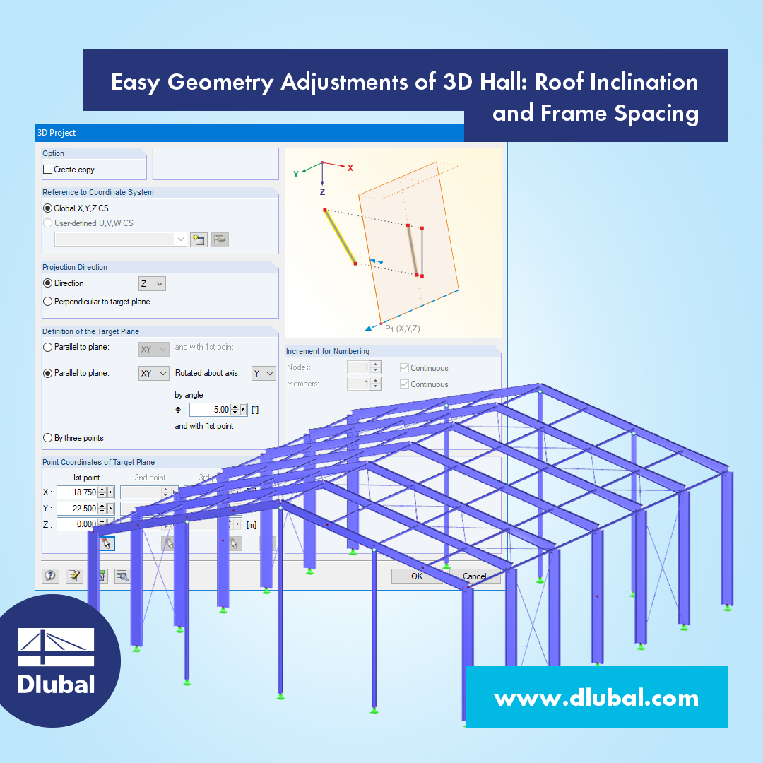 Easy Geometry Adjustments of 3D Hall: Roof Pitch and Frame Spacing