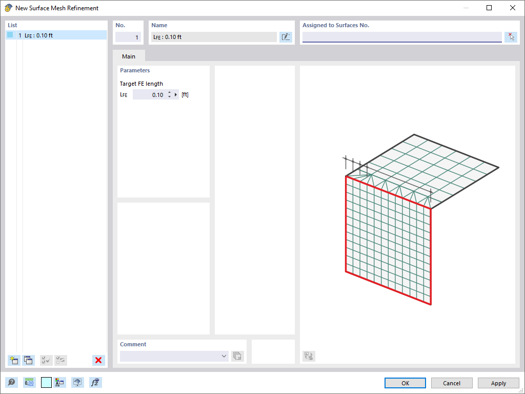 Dialog Box "New Surface Mesh Refinement"